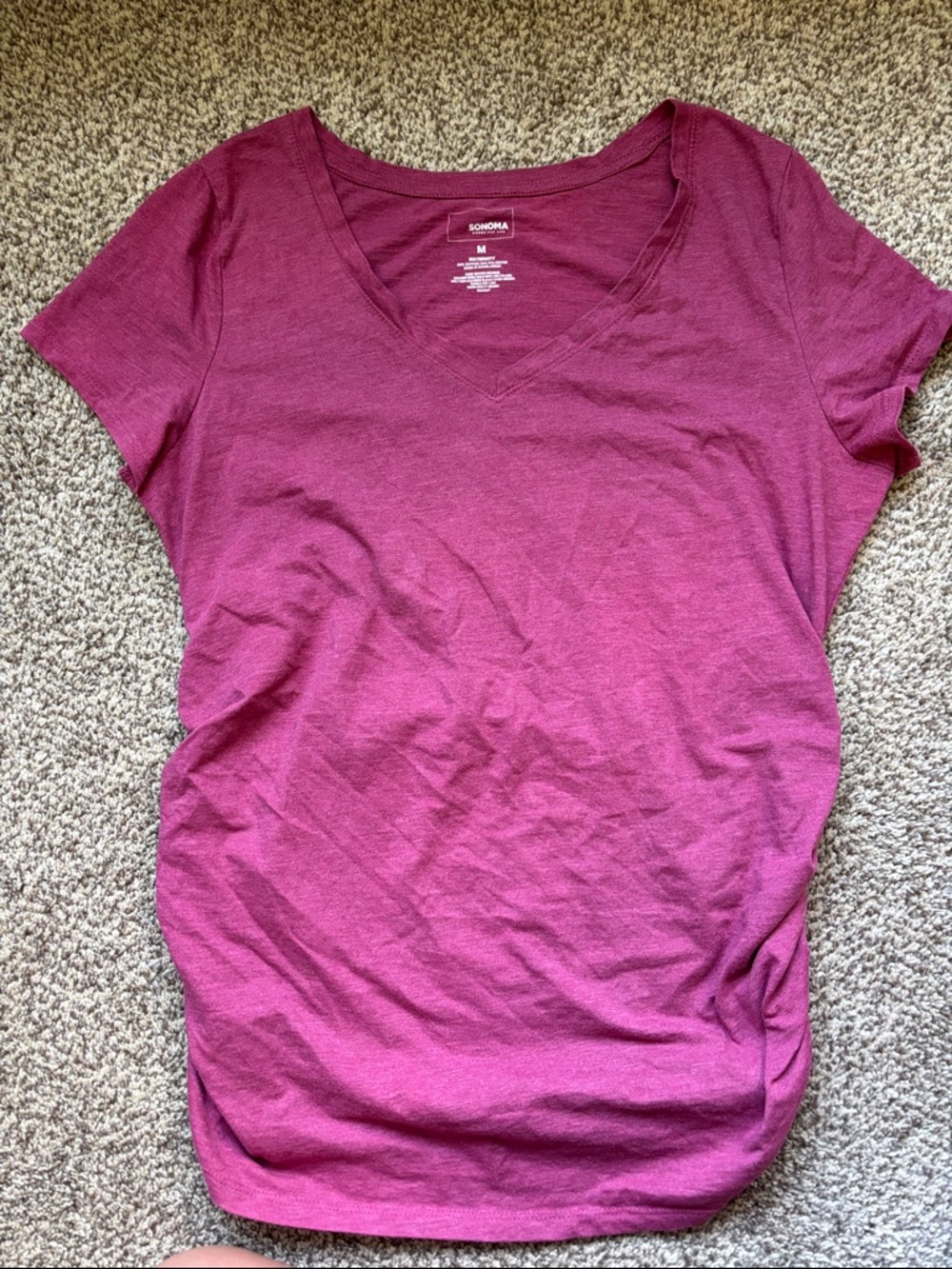 SONOMA V-Neck Short Sleeve Tee - Raspberry Maternity